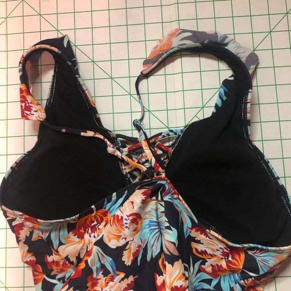 womens hawaiian flower floral bathing suit size large orange - Picture 2 of 3